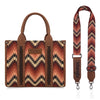 Montana West Wrangler Southwestern Pattern Tote - Brown