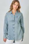 Mystree Women's Tencel Oversized Button Up Shirt