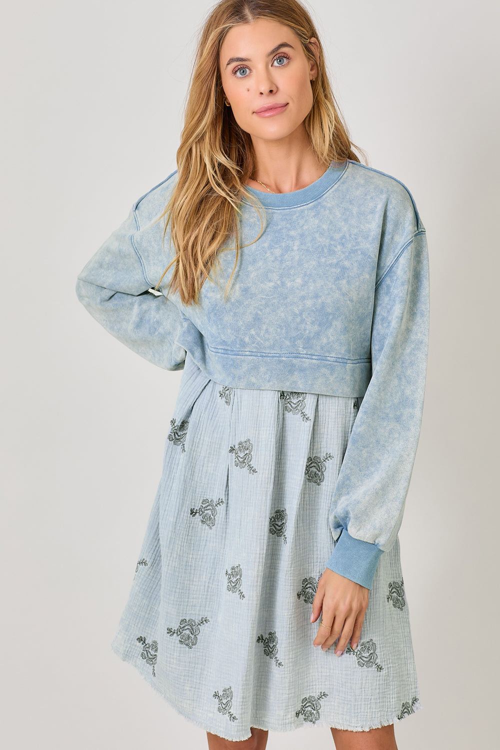Mystree Women's Twofer Sweatshirt Dress Mystree Women's Twofer Sweatshirt Dress