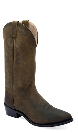 Old West Men's Brown All Over Leather Foot Western Boot