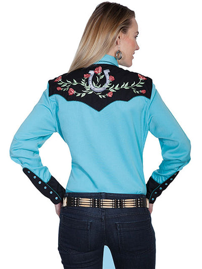 Scully Women's Horseshoe & Rose Embroidered Shirt