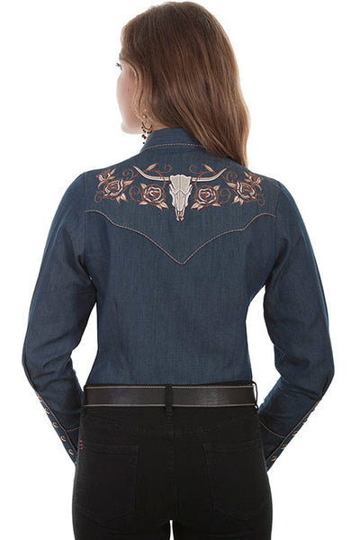 Scully Women's Embroidered Roses Western Shirt