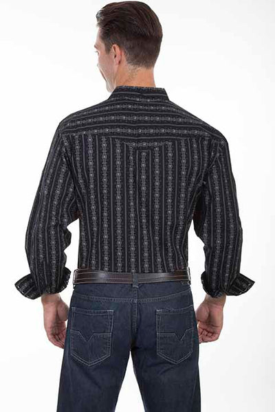 Scully Men's Skull Stripe Western Shirt - Black