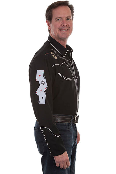 Scully Men's Shooting Guns with Playing Cards Western Shirt