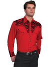 Scully Men's Retro Gunfighter Western Shirt - Red