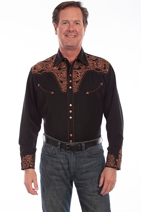 Scully Men's Retro Gunfighter Western Shirt - Black