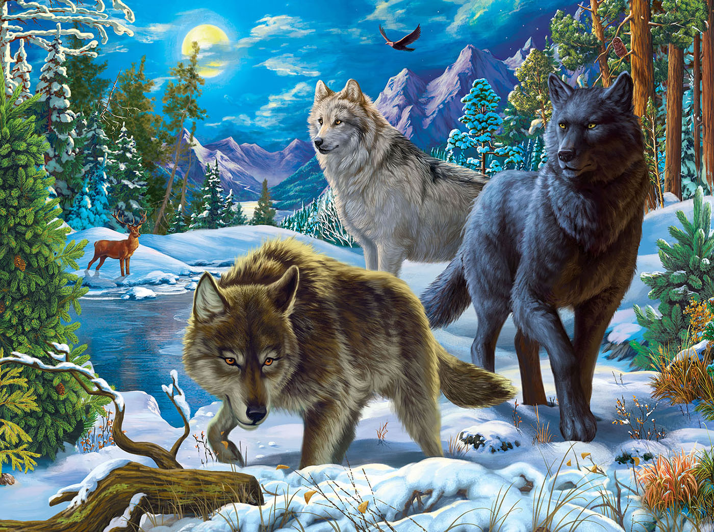 Wolves on a Snowy Night Puzzle