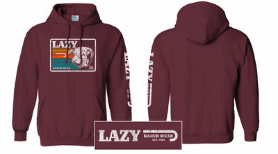 Lazy J Ranch Sunset Retro Pullover Hoodie