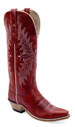 Old West Women's  Leather Red Snip Toe Western Boot