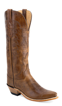 Old West Women's Brown Leather Snip Toe Western Boot