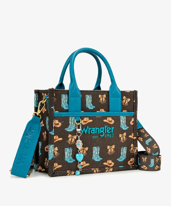 Montana West Wrangler Rodeo Icons Canvas Tote Bag