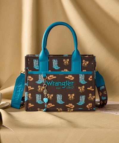 Montana West Wrangler Rodeo Icons Canvas Tote Bag