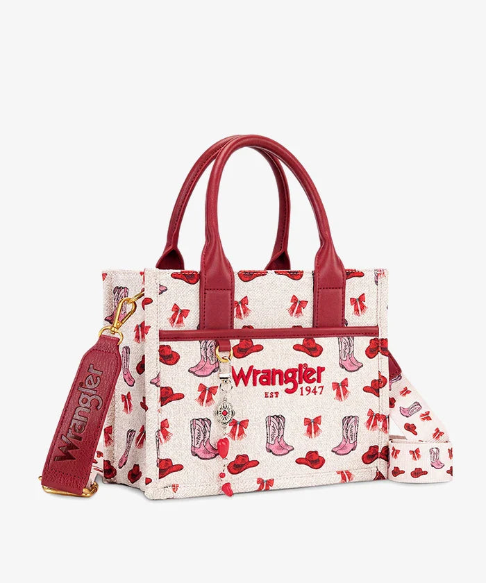 Montana West Wrangler Rodeo Icons Canvas Tote Bag