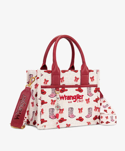 Montana West Wrangler Rodeo Icons Canvas Tote Bag