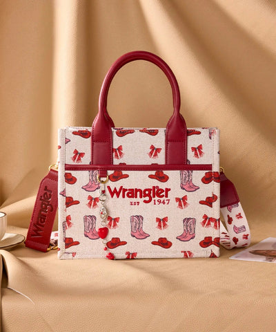 Montana West Wrangler Rodeo Icons Canvas Tote Bag