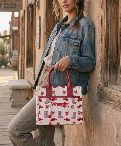 Montana West Wrangler Rodeo Icons Canvas Tote Bag