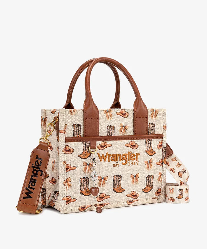 Montana West Wrangler Rodeo Icons Canvas Tote Bag