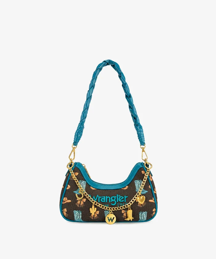 Montana West Wrangler Rodeo Icons Braided Handle Shoulder Bag