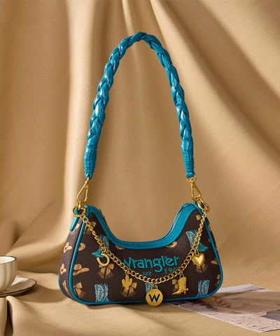 Montana West Wrangler Rodeo Icons Braided Handle Shoulder Bag