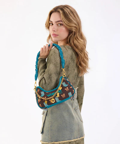 Montana West Wrangler Rodeo Icons Braided Handle Shoulder Bag
