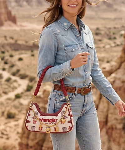 Montana West Wrangler Rodeo Icons Braided Handle Shoulder Bag