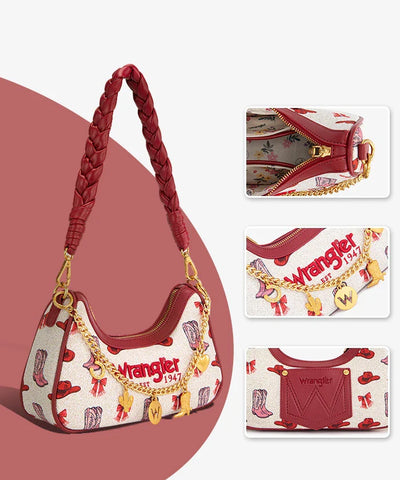 Montana West Wrangler Rodeo Icons Braided Handle Shoulder Bag