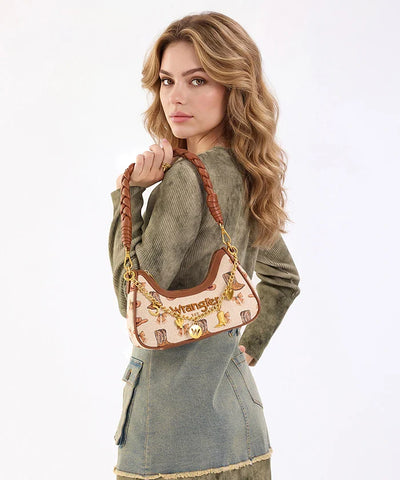 Montana West Wrangler Rodeo Icons Braided Handle Shoulder Bag