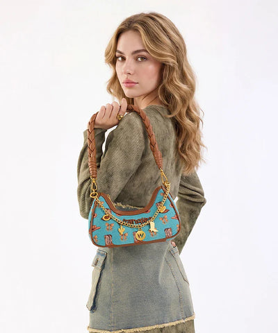 Montana West Wrangler Rodeo Icons Braided Handle Shoulder Bag