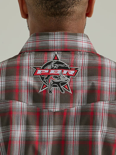 Wrangler Men's PBR Logo Plaid Western Shirt