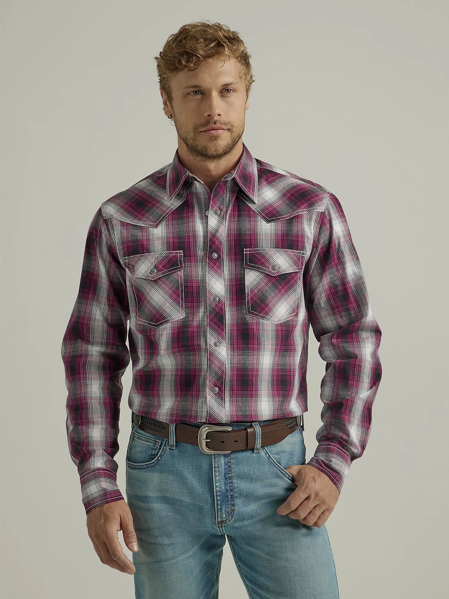 Wrangler Men s Advanced Comfort Plaid Shirt Centerville Western