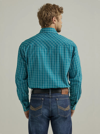 Wrangler Men's Advanced Comfort Turq Check Shirt