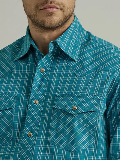 Wrangler Men's Advanced Comfort Turq Check Shirt