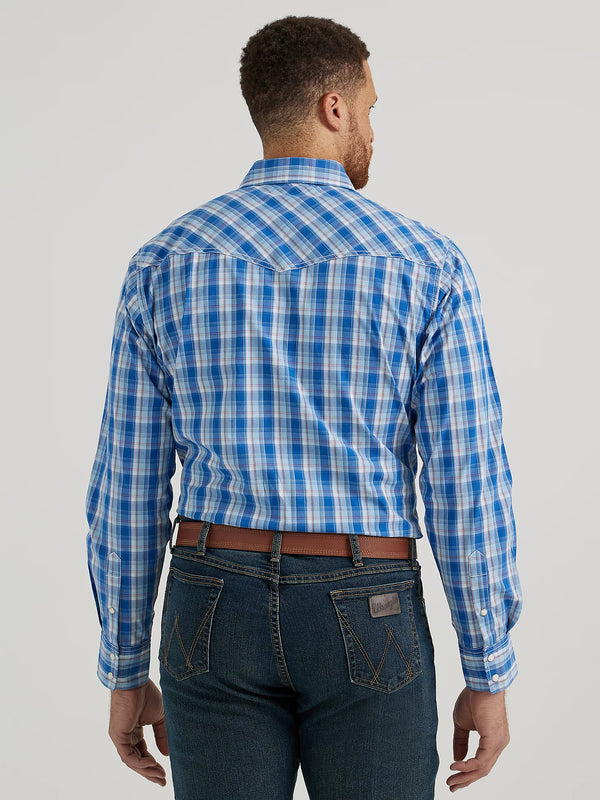 Wrangler Men's 20X Competition Blue Plaid Shirt - Centerville