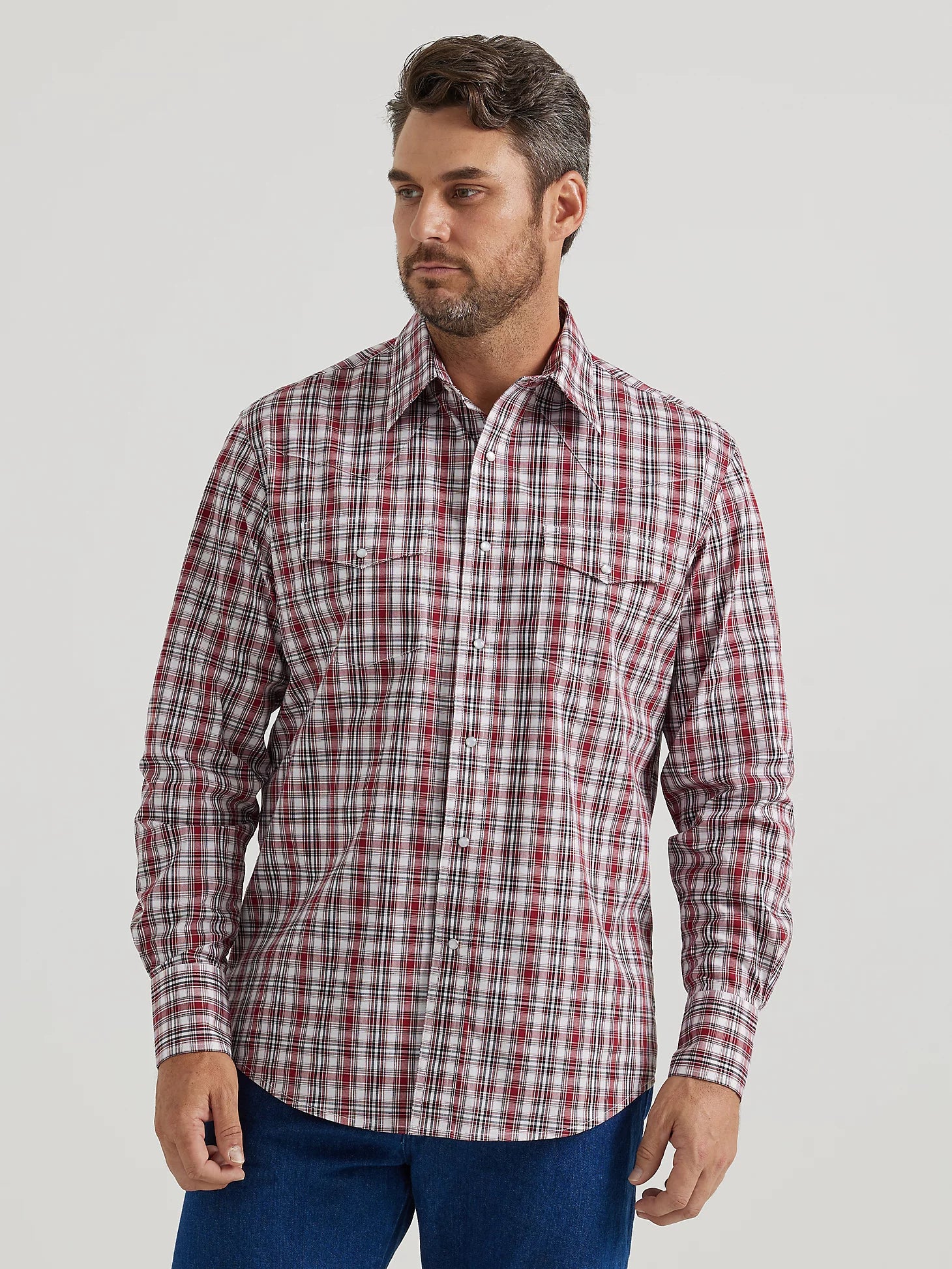 Wrangler Men's Wrinkle Resist Red Plaid Shirt
