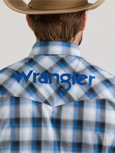 Wrangler Men's Logo Plaid Western Shirt