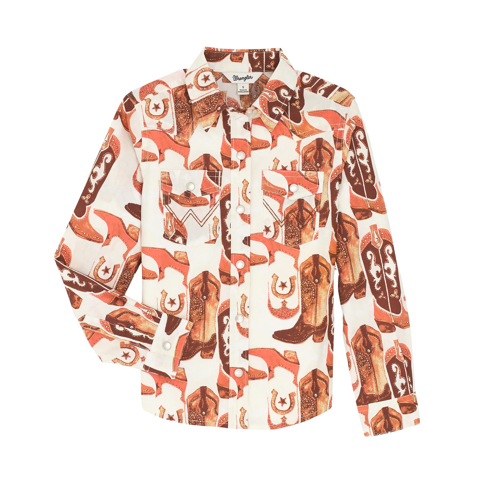 Wrangler Girl's Boot Print Western Top