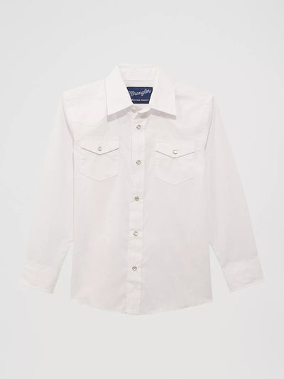 Wrangler Boy's White Long Sleeve Dress Shirt