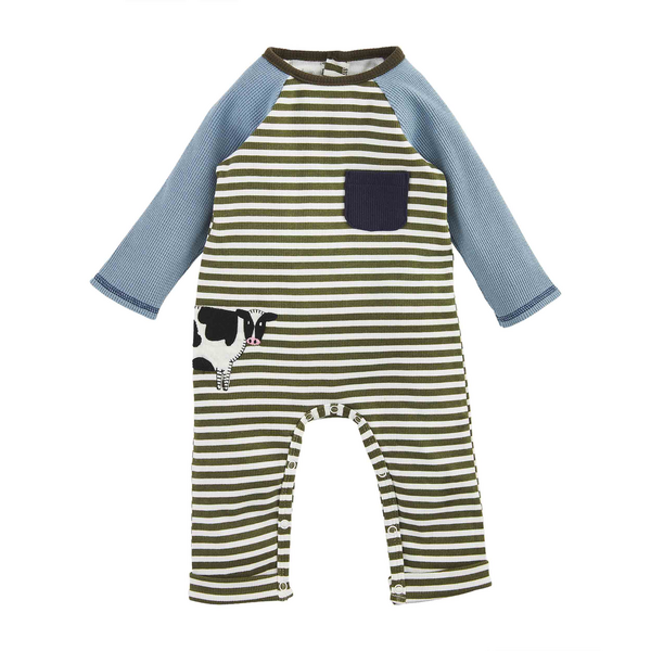 Mud Pie Cow Striped Baby Bodysuit