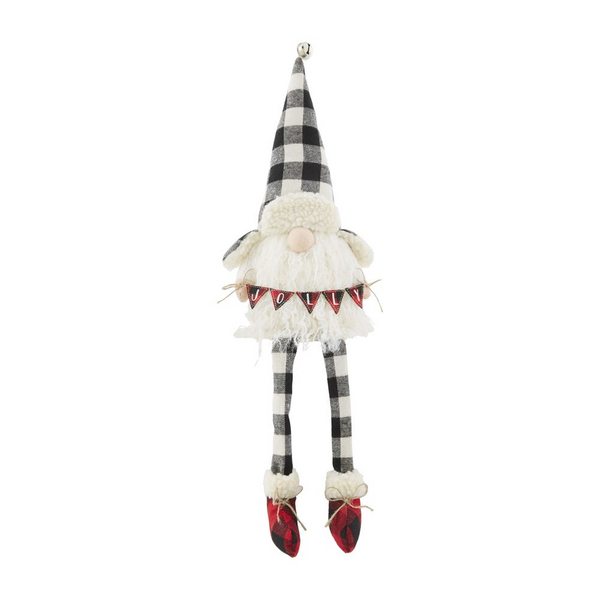 Mud Pie Jolly Buffalo Plaid Dangle Leg Gnome