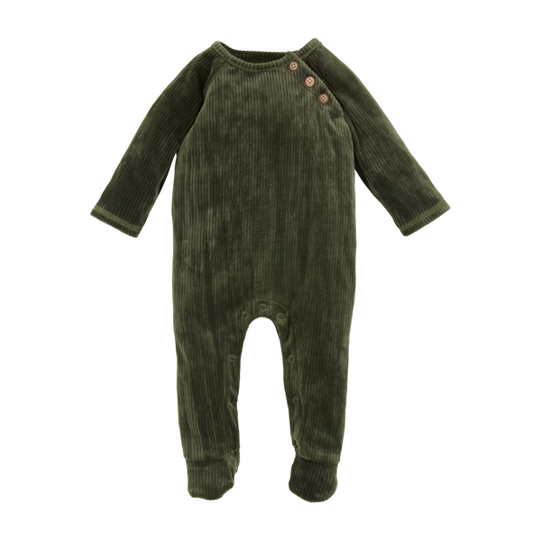 Mud Pie Olive Velour Baby Sleeper