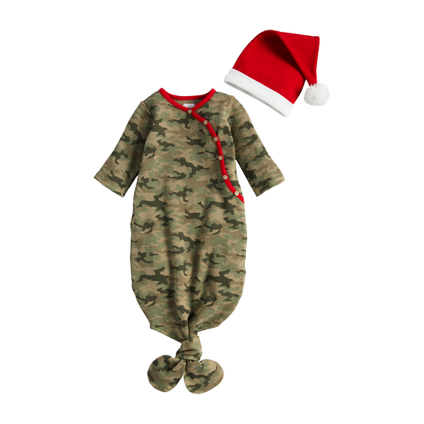 Mud Pie Christmas Camo Sleeper Gown Set