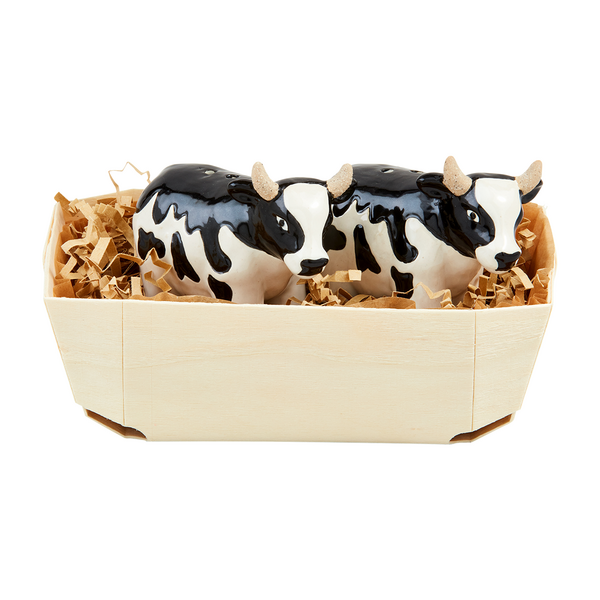 Mud Pie Farm Cow Salt & Pepper Basket