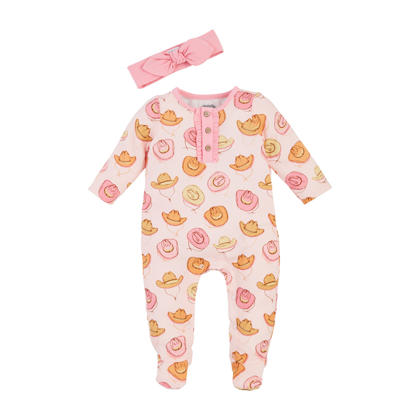 Mud Pie Cowgirl Baby Sleeper & Headband Set