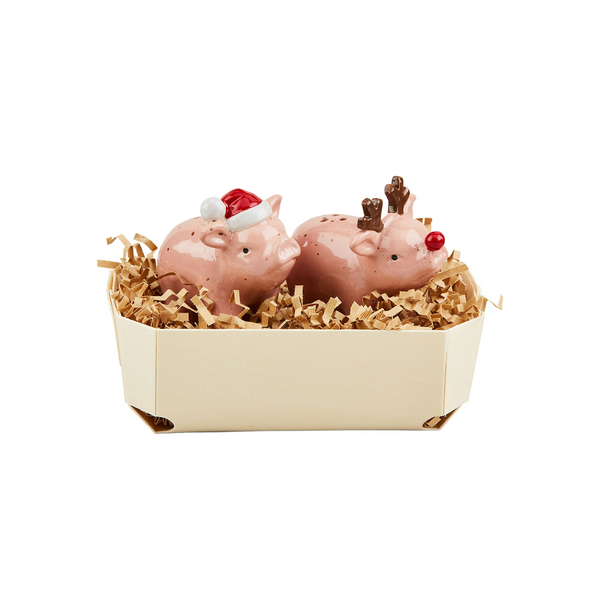 Mud Pie Pig Christmas Salt & Pepper Set