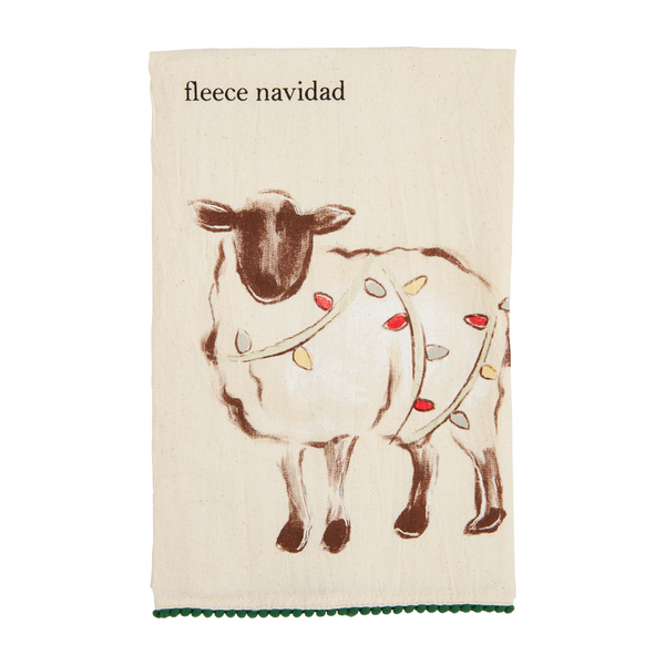 Mud Pie Sheep Christmas Pom Towel