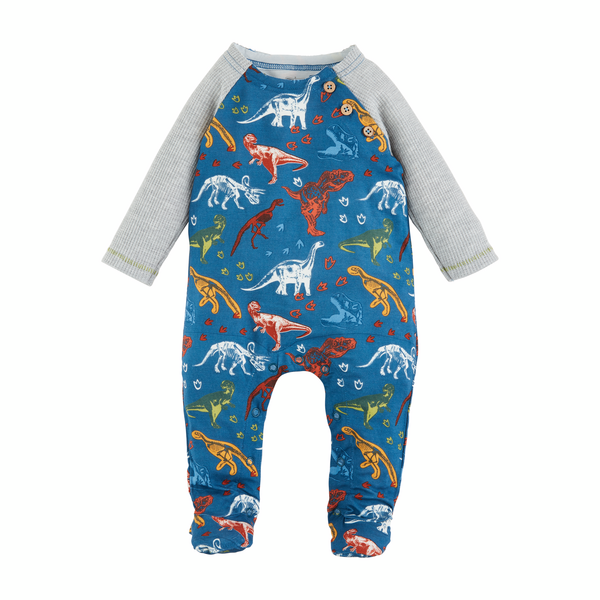 Mud Pie Pagliaccetto Per Neonato Con Piedini In Maglia Speckle – Chiusura Con Bottoni In Legno Di Cocco