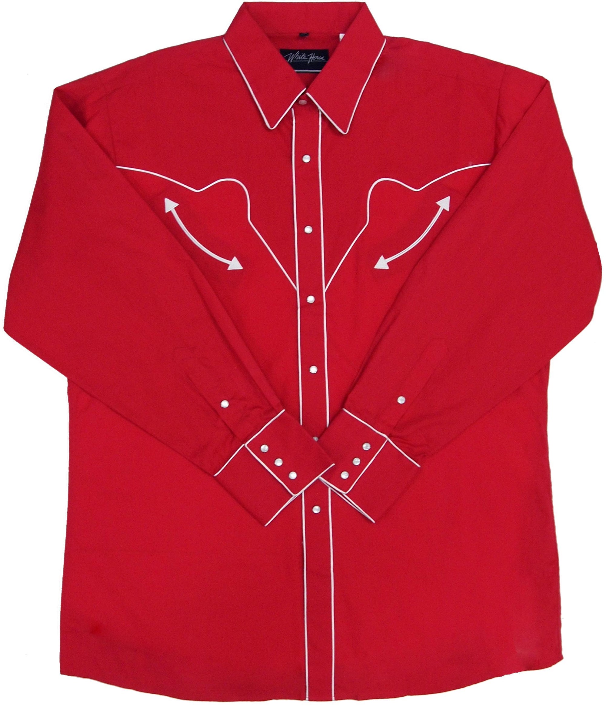 White Horse Men's Retro Red L/S Shirt - Big Sizes