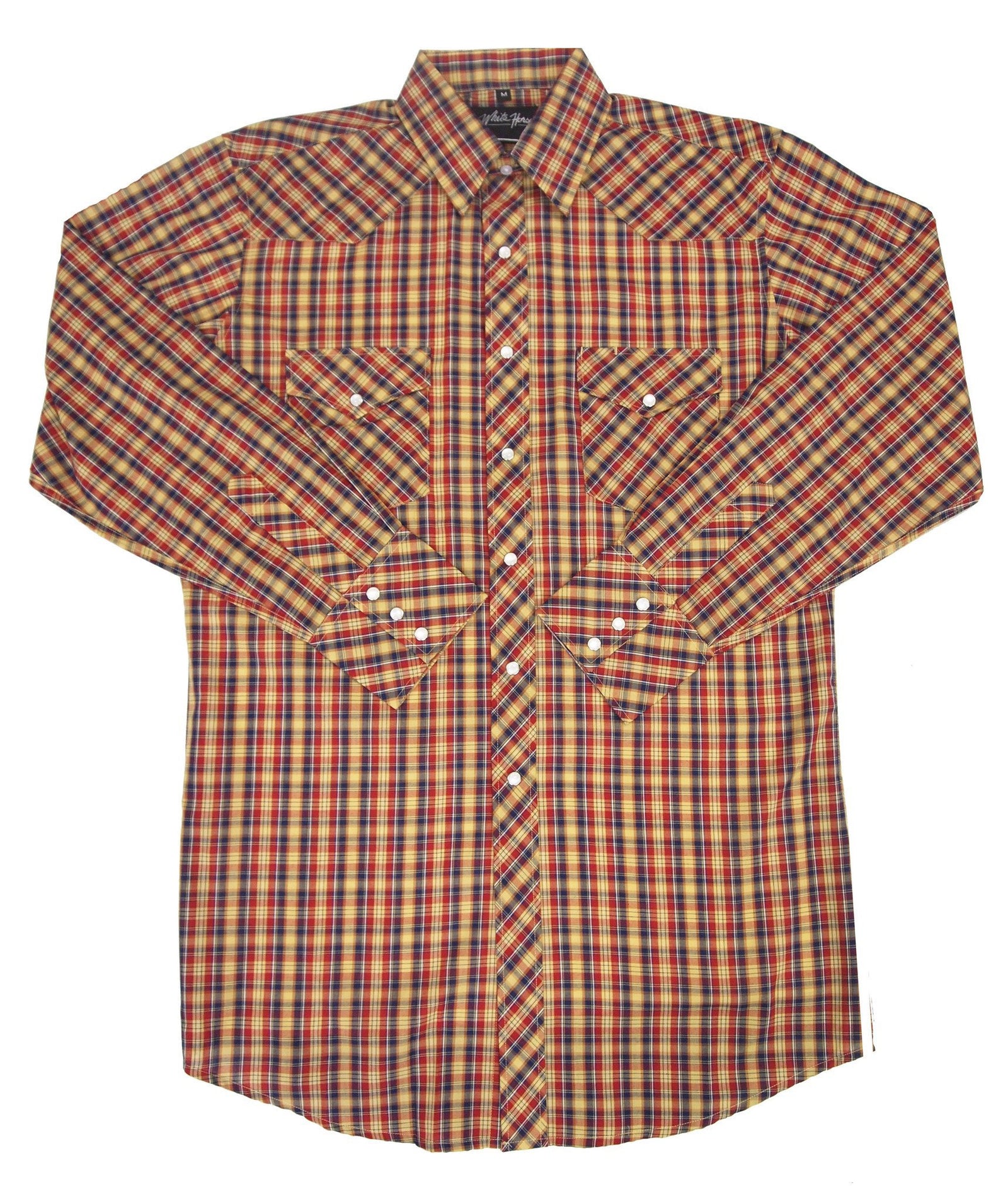 White Horse Mens Plaid Western Shirt