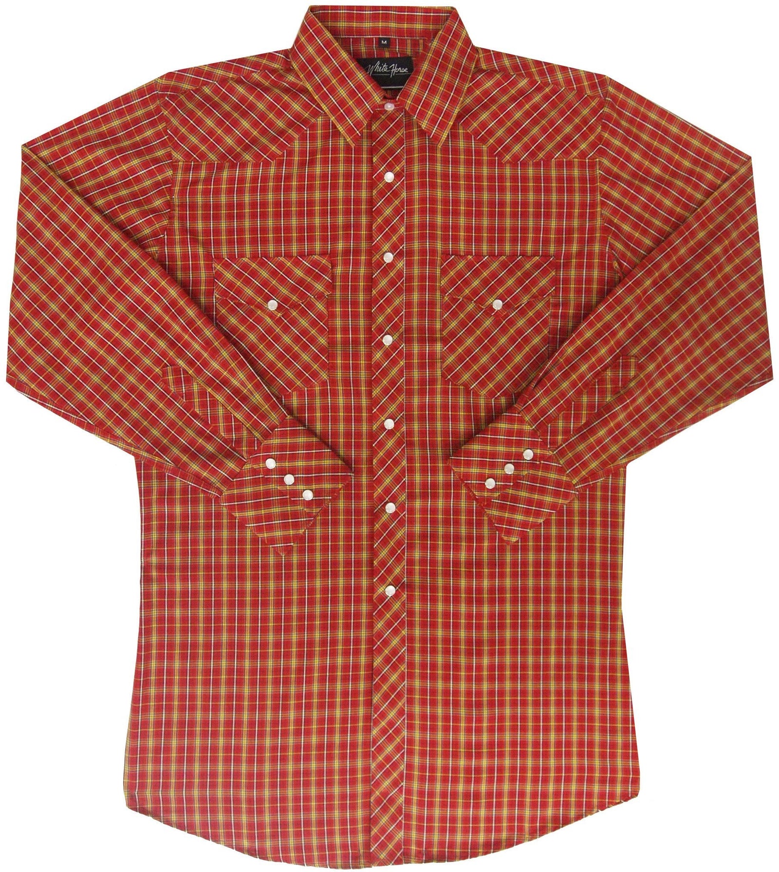 White Horse Mens Plaid Western Shirt