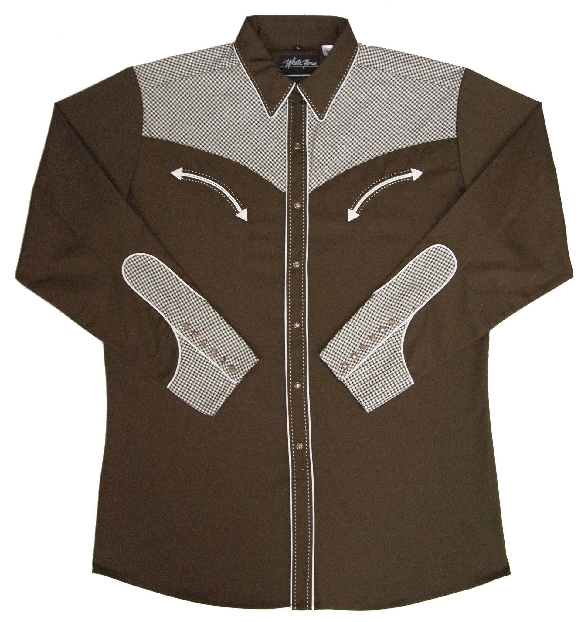 dress shirt yoke White Horse Men's Checkered Yoke & Cuff Western Shirt